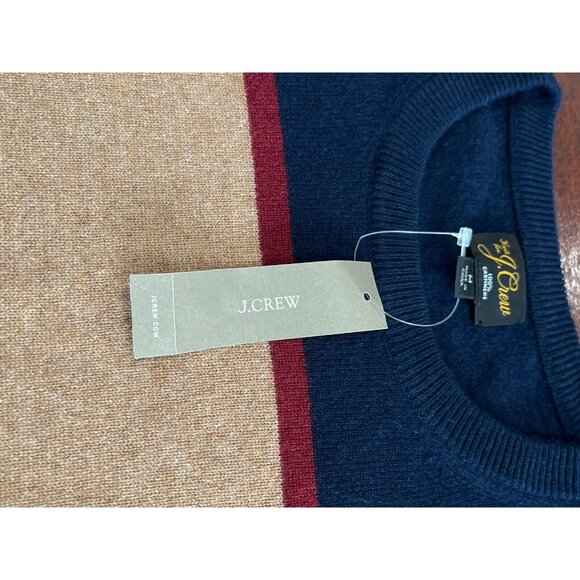 NWT J.Crew 100% Cashmere Crewneck Sweater Stripe BI838 Mens Size Medium M $168 - Picture 5 of 11